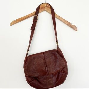 HOBO International Chocolate Brown Leather Shoulder Gold Hardware Flap Bag Purse